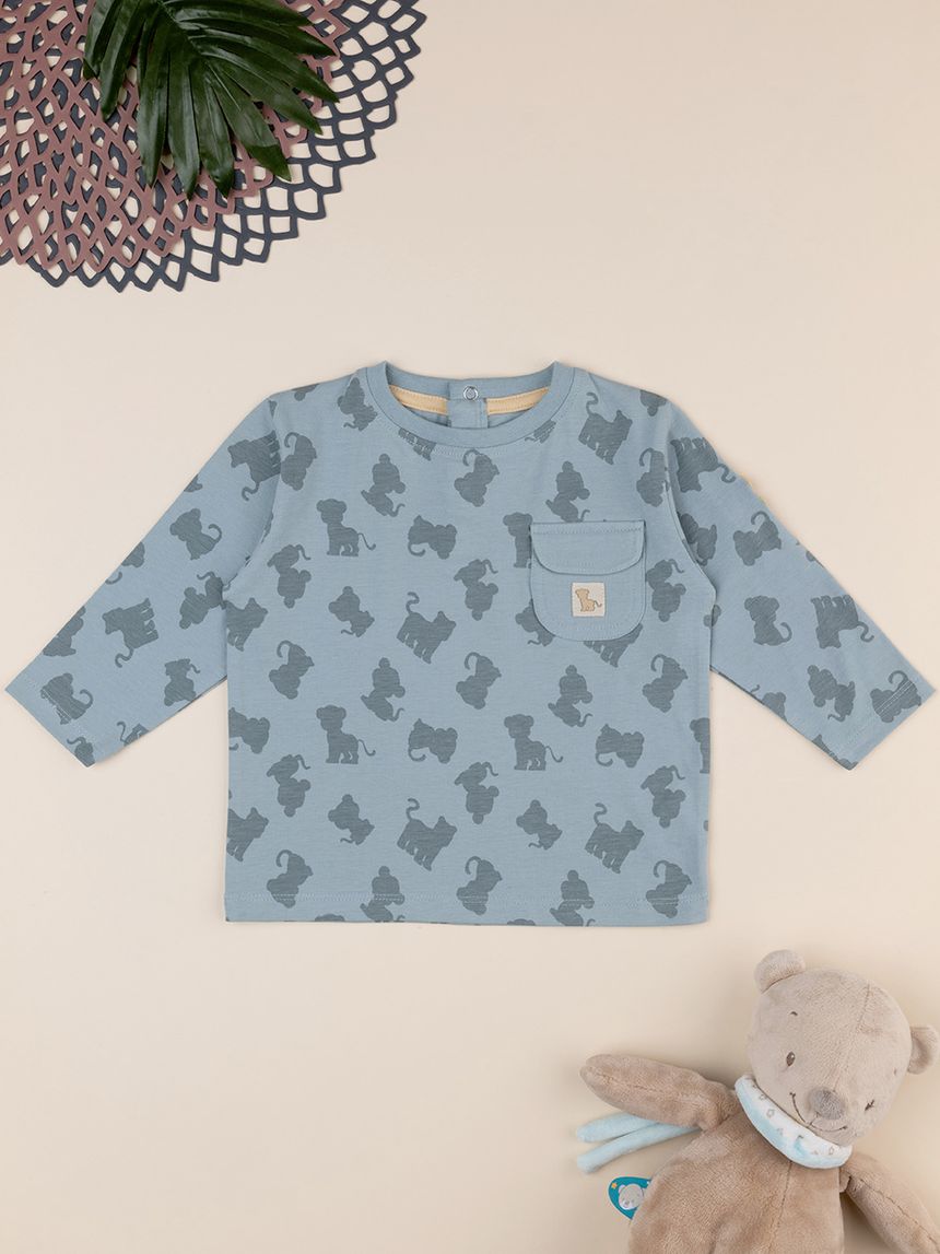 βρεφική μπλούζα πράσινη με λιονταράκια για αγόρι - Prénatal