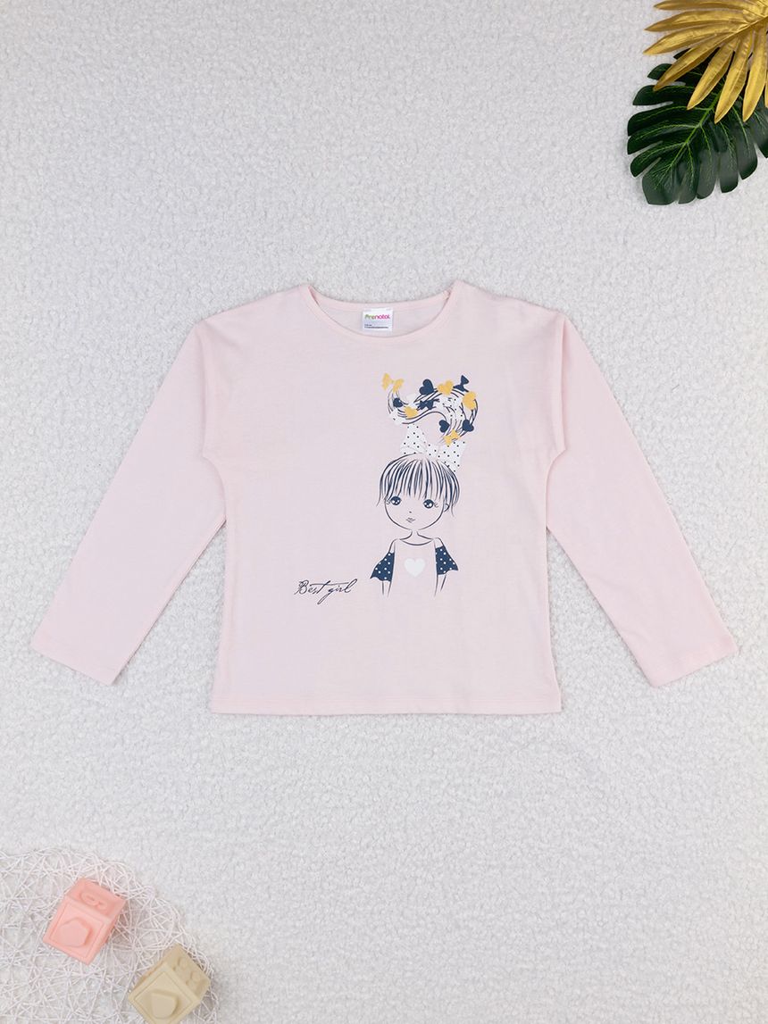 παιδική μπλούζα ροζ best girl για κορίτσι - Prénatal