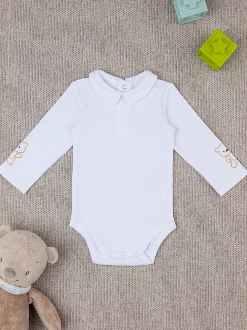 βρεφικό κορμάκι λευκό με αρκουδάκια για αγόρι - Prénatal