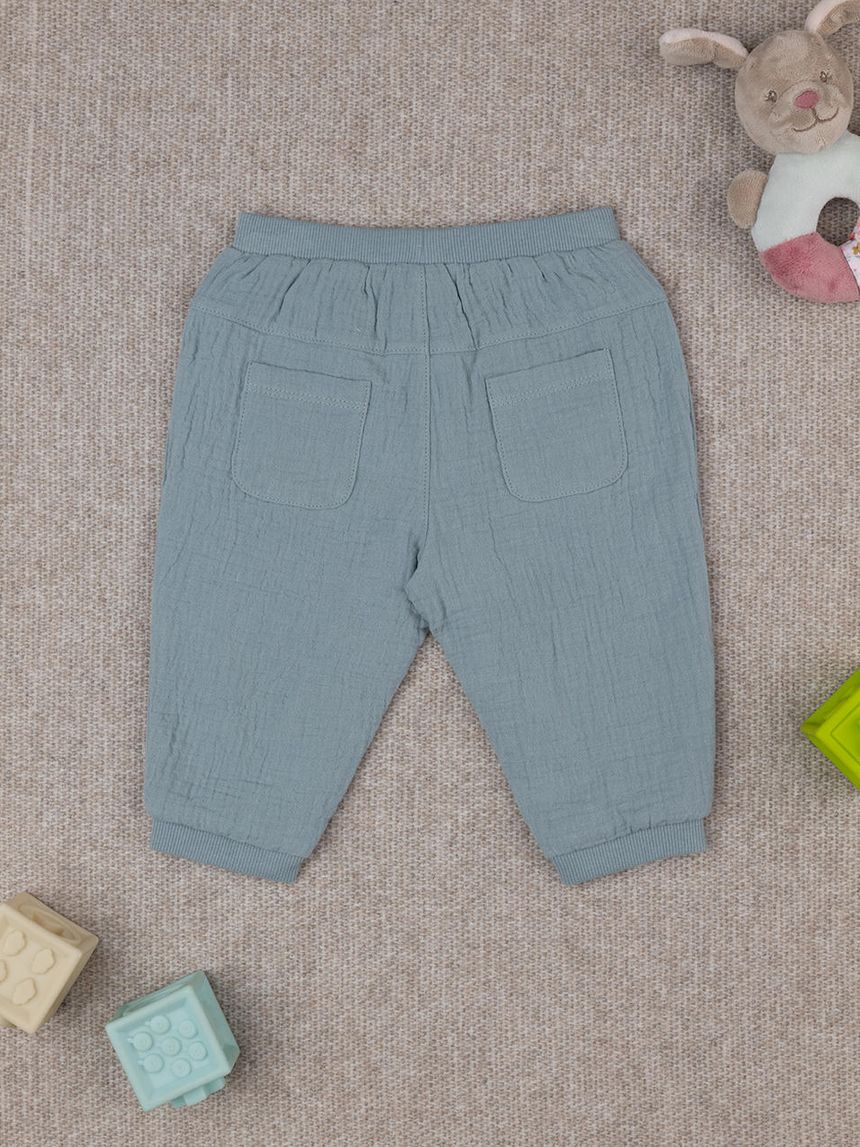 βρεφικό παντελόνι μουσελίνα γκριζοπράσινο για αγόρι - Prénatal