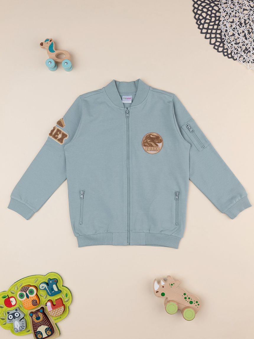 παιδική ζακέτα φούτερ πράσινη t-rex για αγόρι - Prénatal