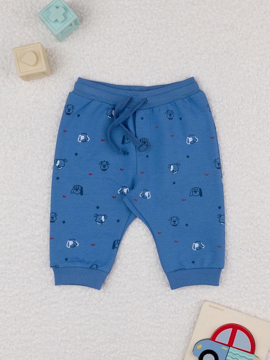 βρεφικό παντελόνι φόρμας μπλε με σκυλάκια για αγόρι - Prénatal