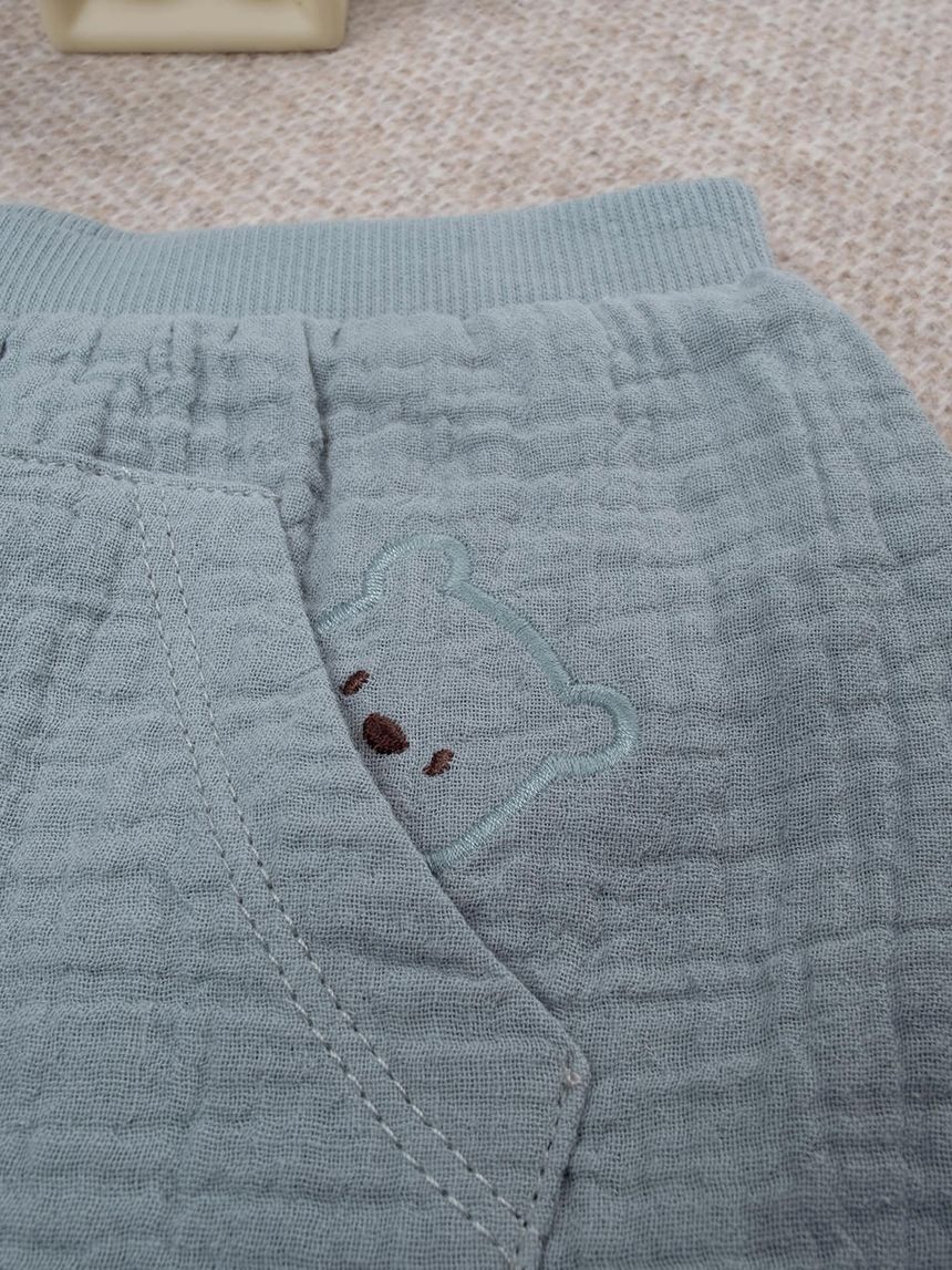 βρεφικό παντελόνι μουσελίνα γκριζοπράσινο για αγόρι - Prénatal