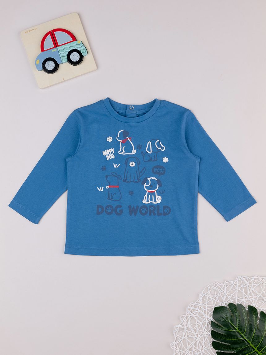 βρεφική μπλούζα μπλε dog world για αγόρι - Prénatal