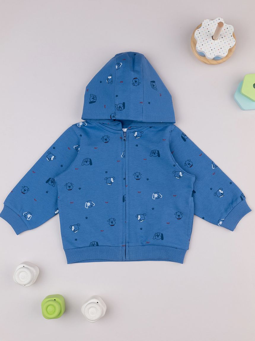 βρεφική ζακέτα φούτερ μπλε με σκυλάκια για αγόρι - Prénatal