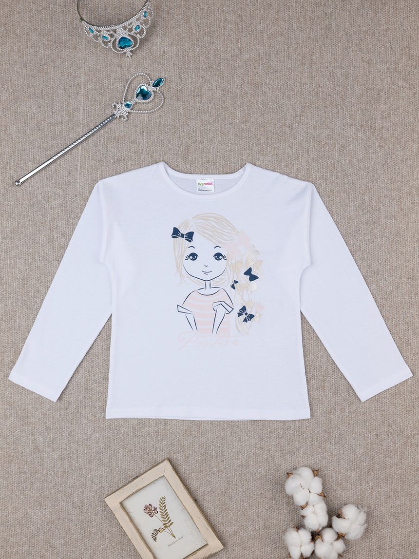 παιδική μπλούζα λευκή με φιογκάκια για κορίτσι - Prénatal