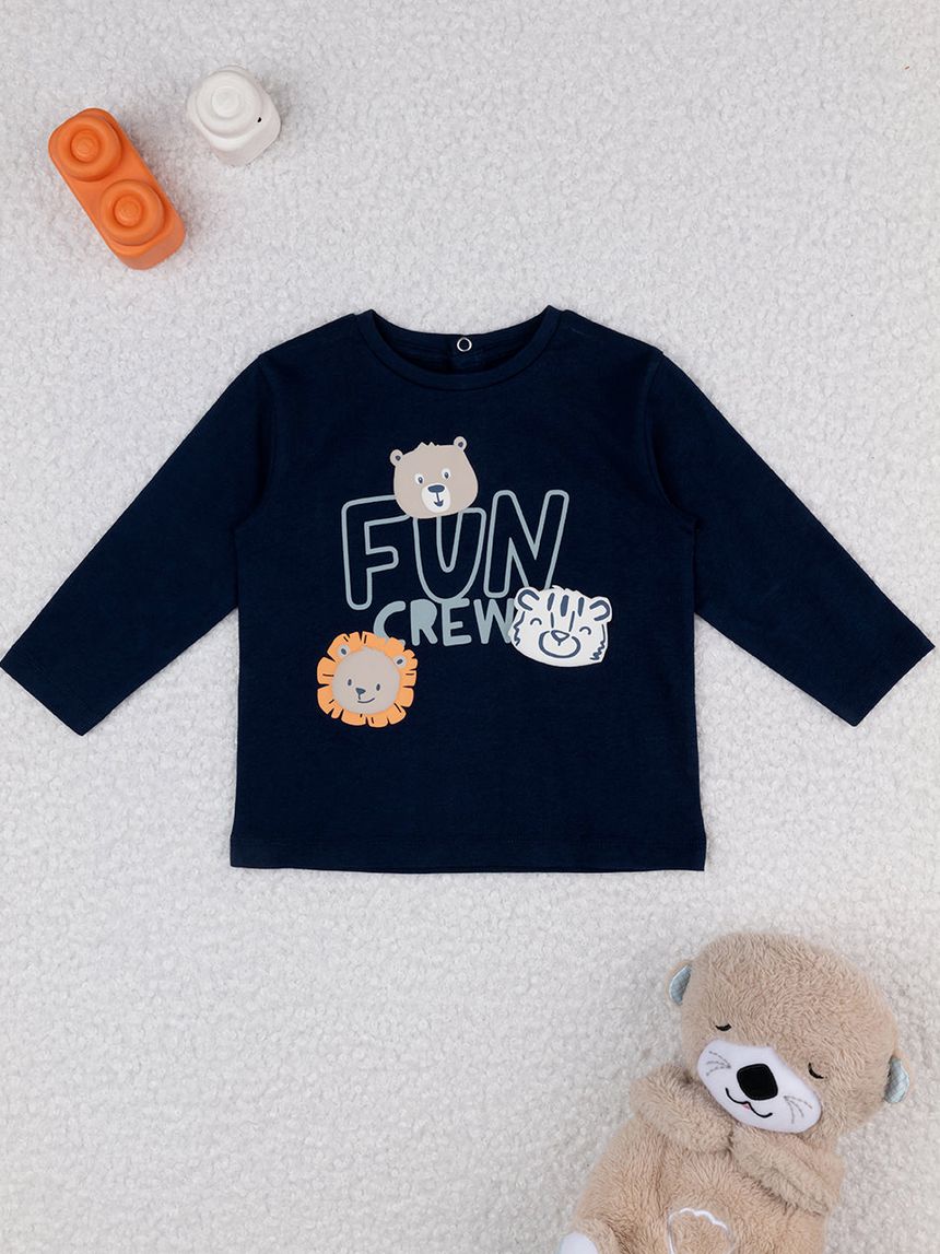 βρεφική μπλούζα μπλε fun crew για αγόρι - Prénatal