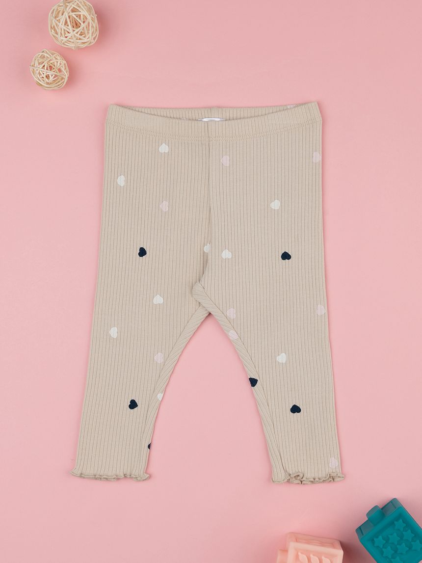 βρεφικό κολάν ριμπ μπεζ με καρδούλες για κορίτσι - Prénatal