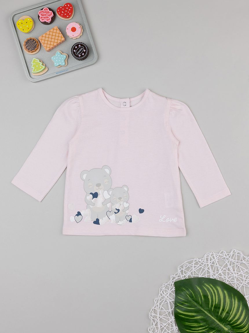 βρεφική μπλούζα ροζ love για κορίτσι - Prénatal