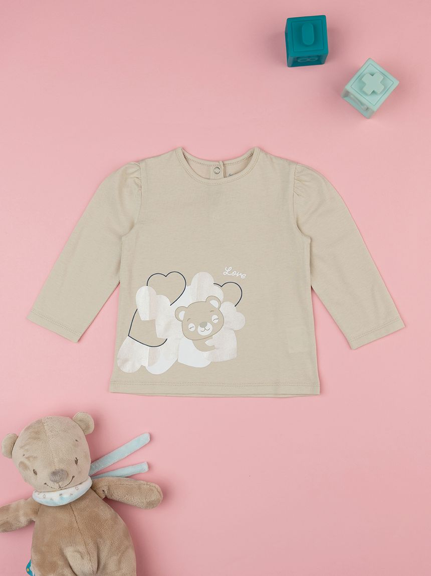 βρεφική μπλούζα μπεζ love για κορίτσι - Prénatal