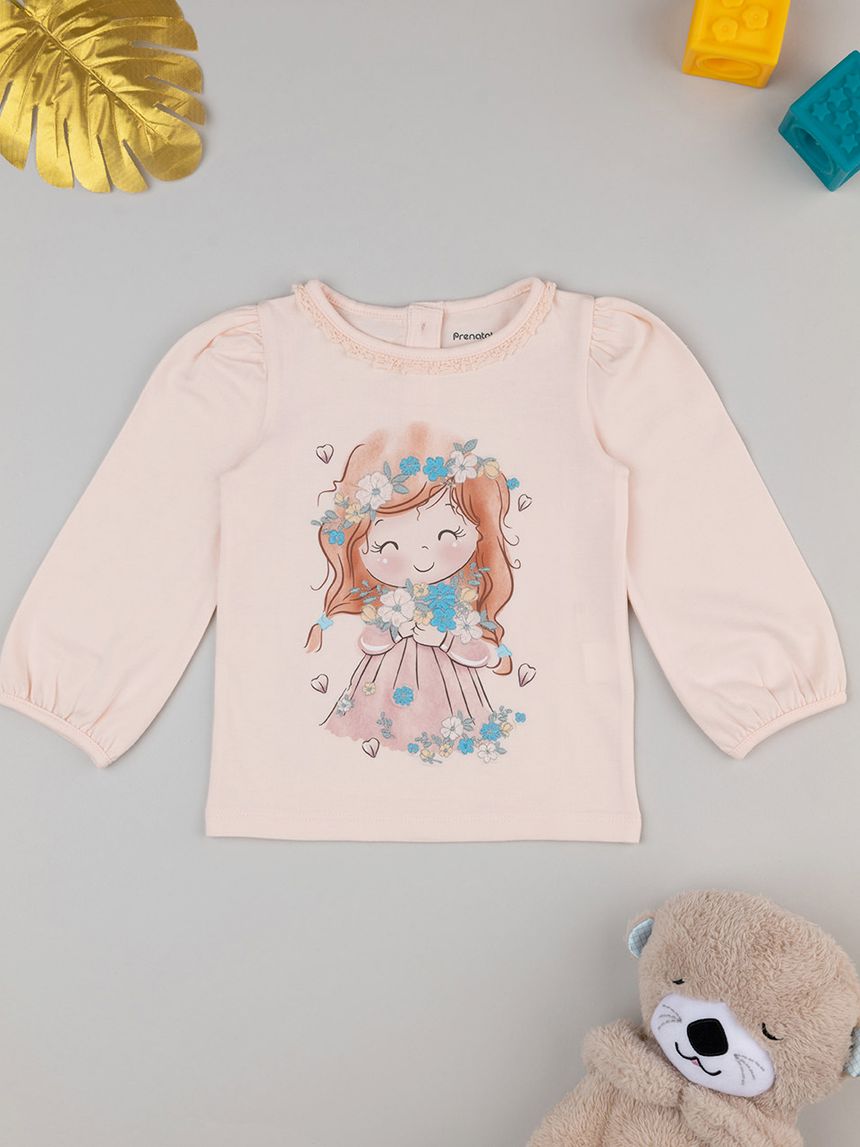 βρεφική μπλούζα σομόν με νεράιδα για κορίτσι - Prénatal