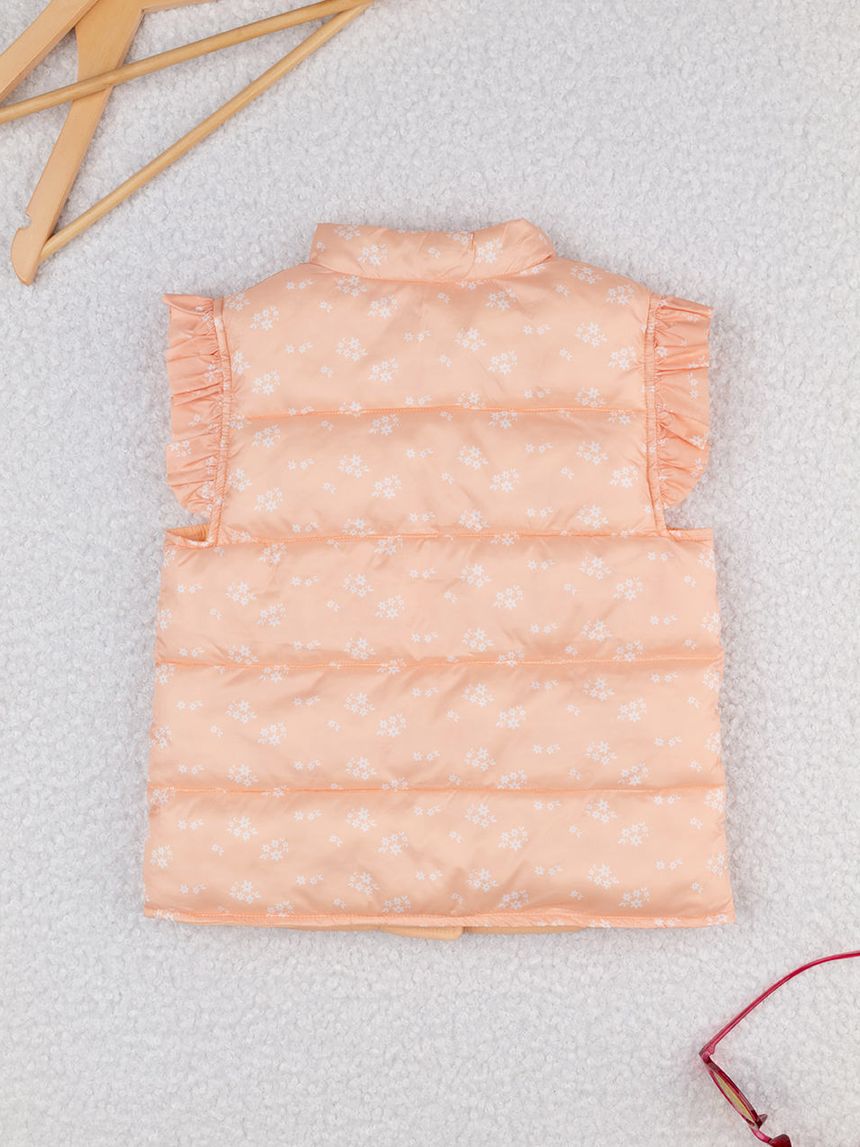 παιδικό αμάνικο μπουφάν πορτοκαλί φλοράλ για κορίτσι - Prénatal