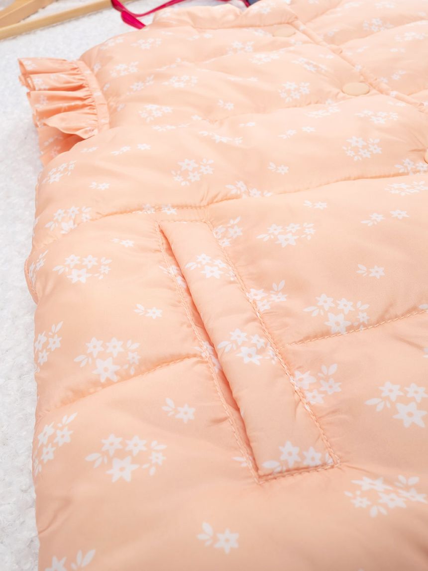 παιδικό αμάνικο μπουφάν πορτοκαλί φλοράλ για κορίτσι - Prénatal