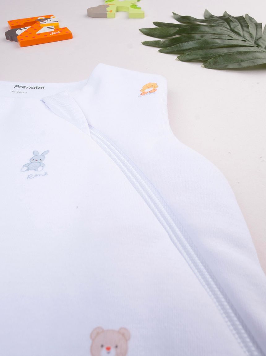 βρεφικός αμάνικος υπνόσακος σενίλ λευκός baby smile 1.0 tog - Prénatal