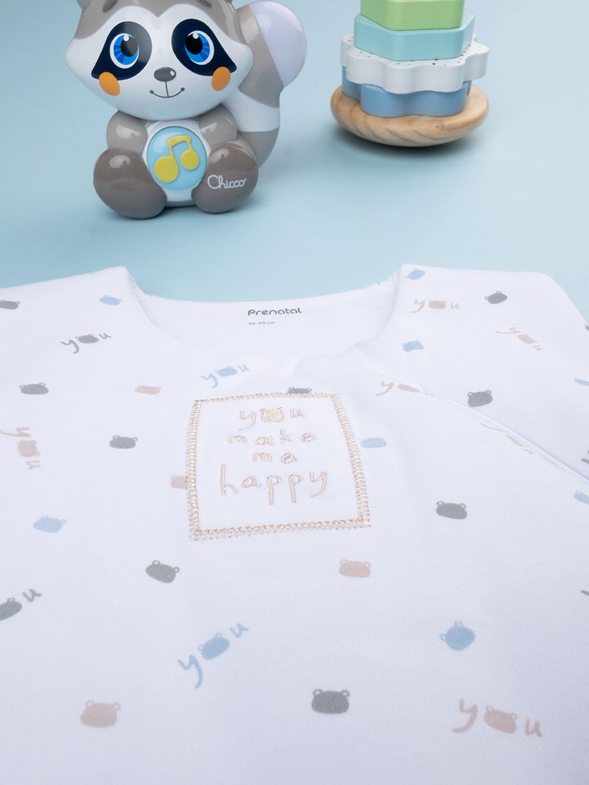 βρεφικός αμάνικος υπνόσακος σενίλ λευκός teddies 2.5 tog - Prénatal