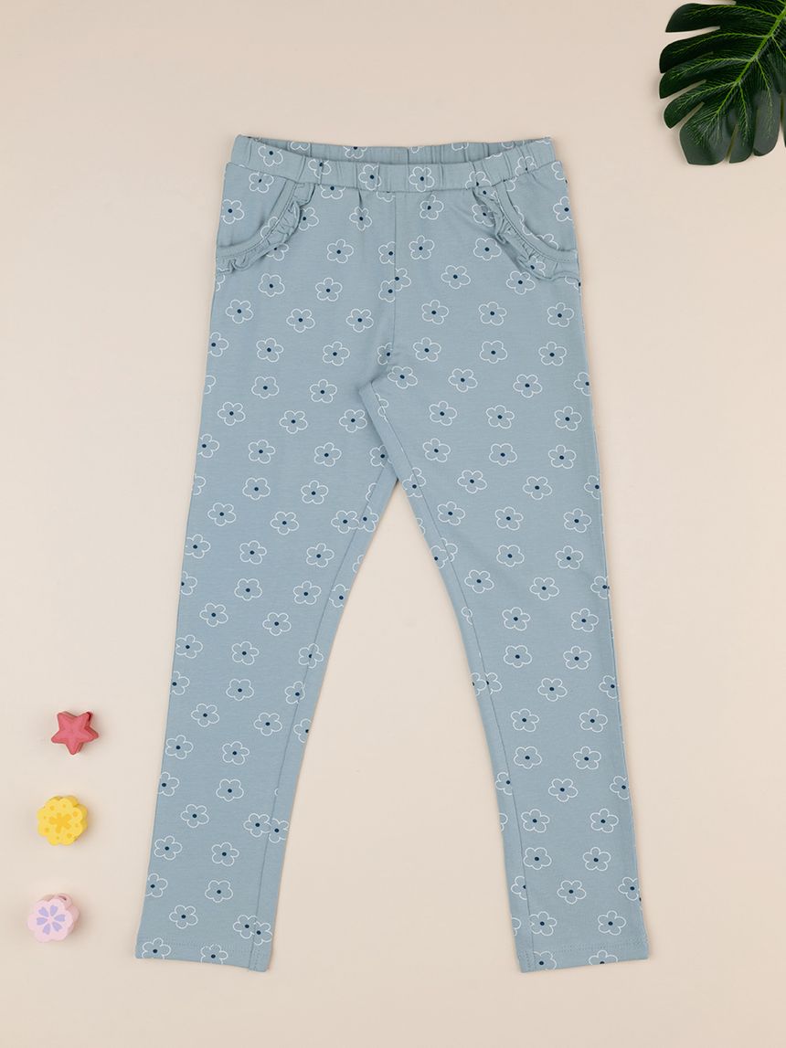 παιδικό κολάν γκριζοπράσινο με μαργαρίτες για κορίτσι - Prénatal