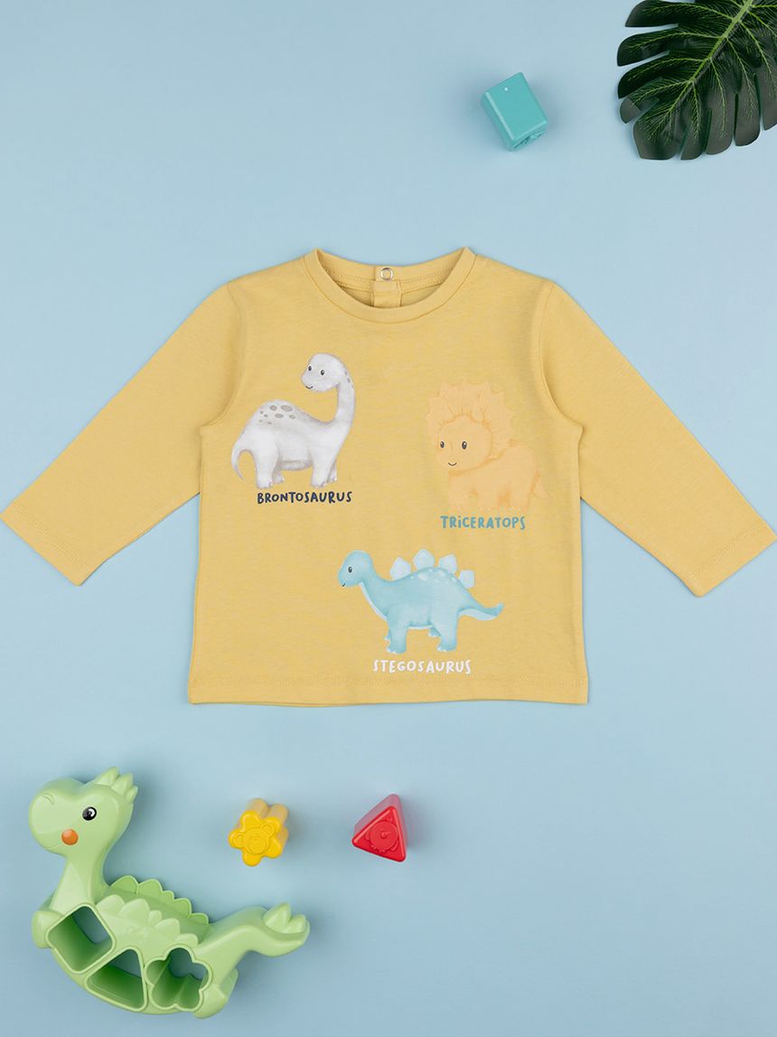 βρεφική μπλούζα κίτρινη με δεινόσαυρους για αγόρι - Prénatal