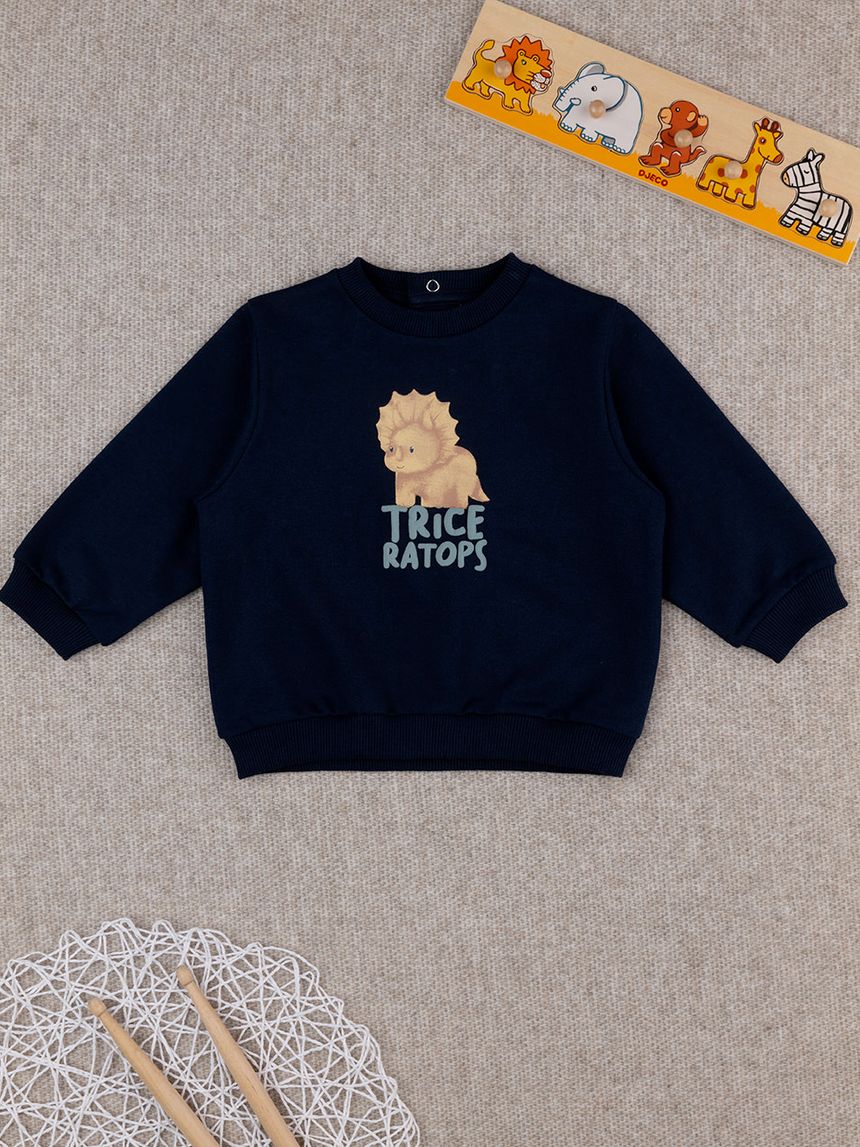 βρεφική μπλούζα φούτερ μπλε triceratops για αγόρι - Prénatal