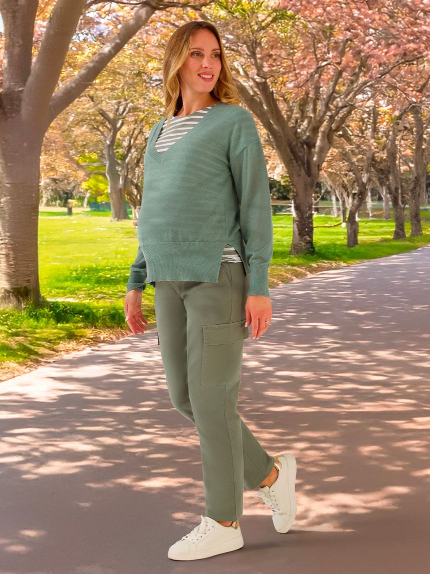 γυναικείο παντελόνι εγκυμοσύνης cargo λαδί - Prénatal