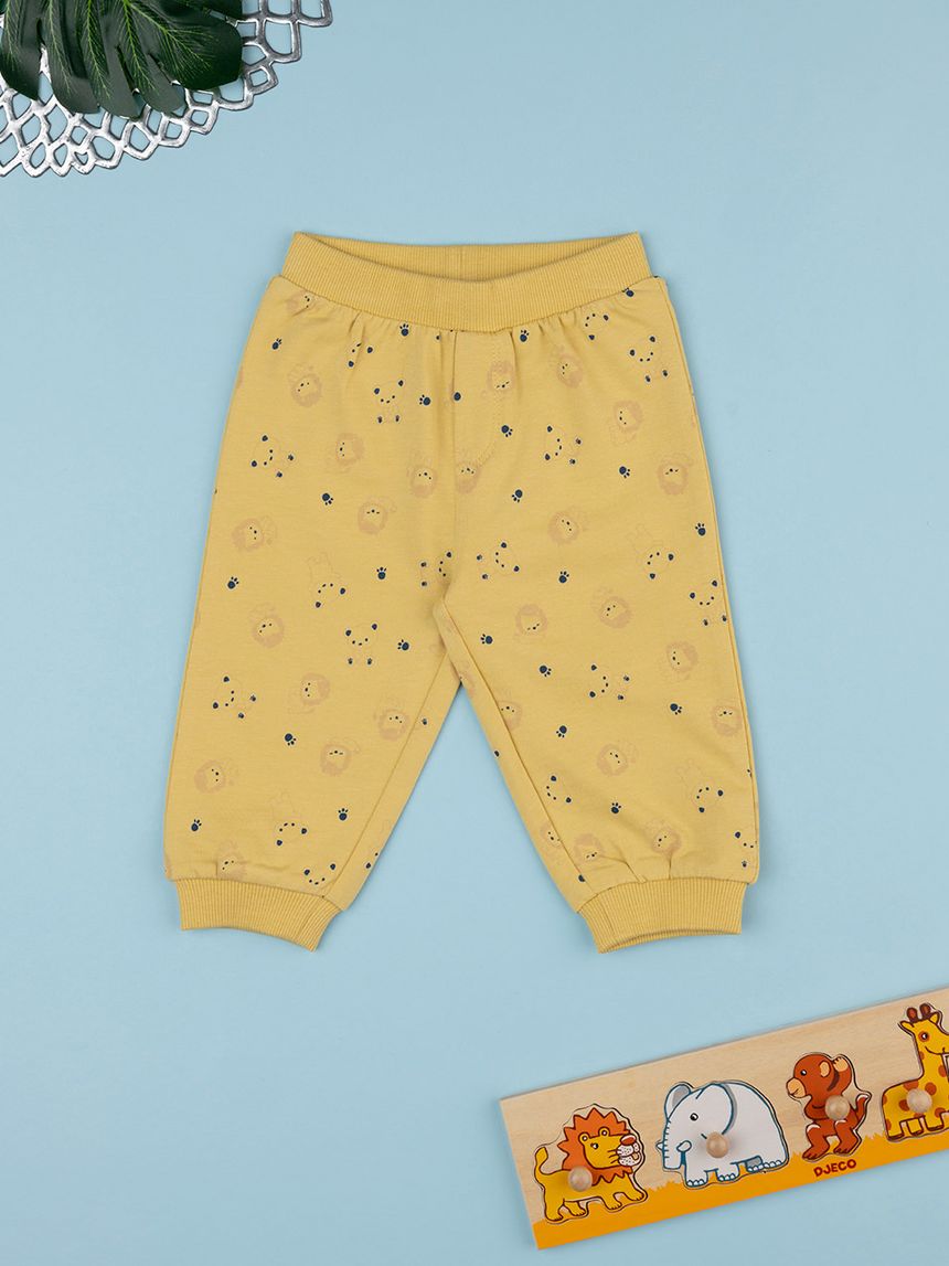 βρεφικό παντελόνι φόρμας κίτρινο με λιοντάρια για αγόρι - Prénatal