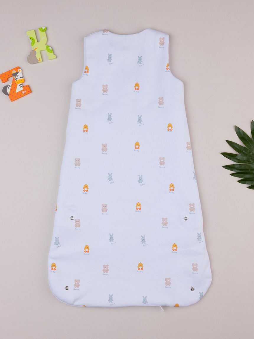 βρεφικός αμάνικος υπνόσακος σενίλ λευκός baby smile 1.0 tog - Prénatal