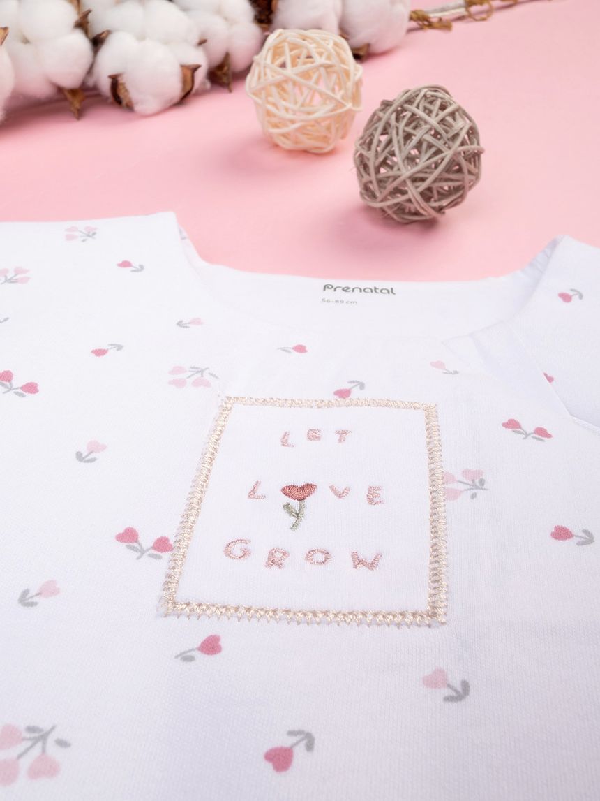 βρεφικός αμάνικος υπνόσακος σενίλ λευκός φλοράλ 2.5 tog - Prénatal