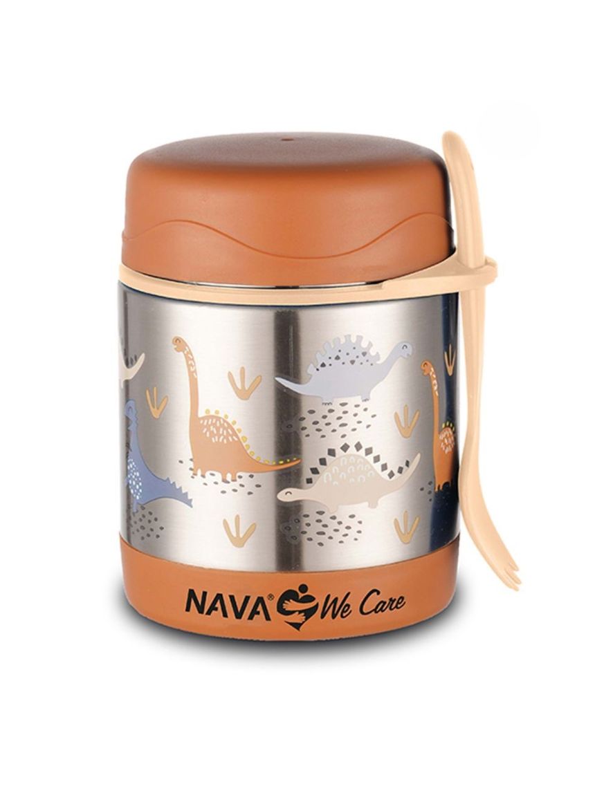 Nava παιδικό ισοθερμικό δοχείο φαγητού στρογγυλό "we care" 350ml brown 10-001-013 - Nava