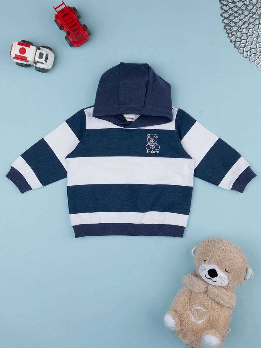 βρεφική μπλούζα φούτερ ριγέ so cute για αγόρι - Prénatal
