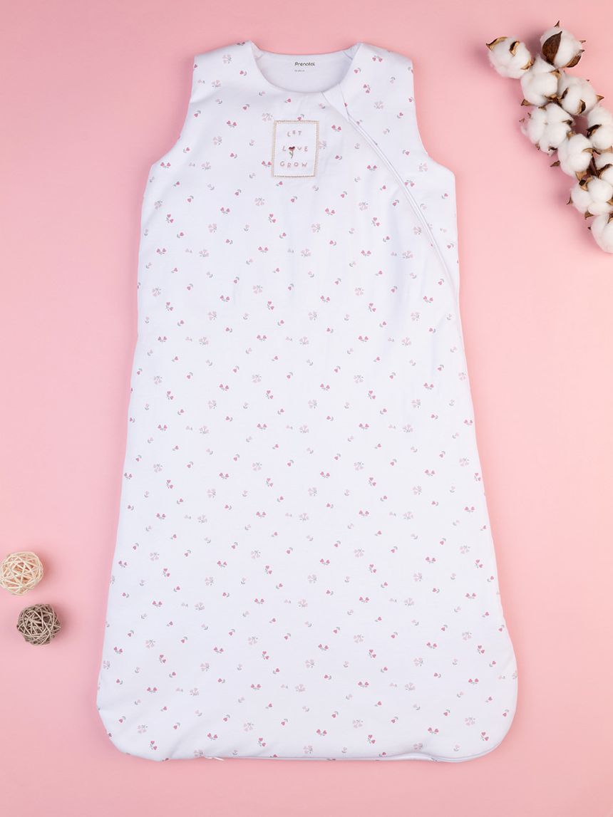 βρεφικός αμάνικος υπνόσακος σενίλ λευκός φλοράλ 2.5 tog - Prénatal