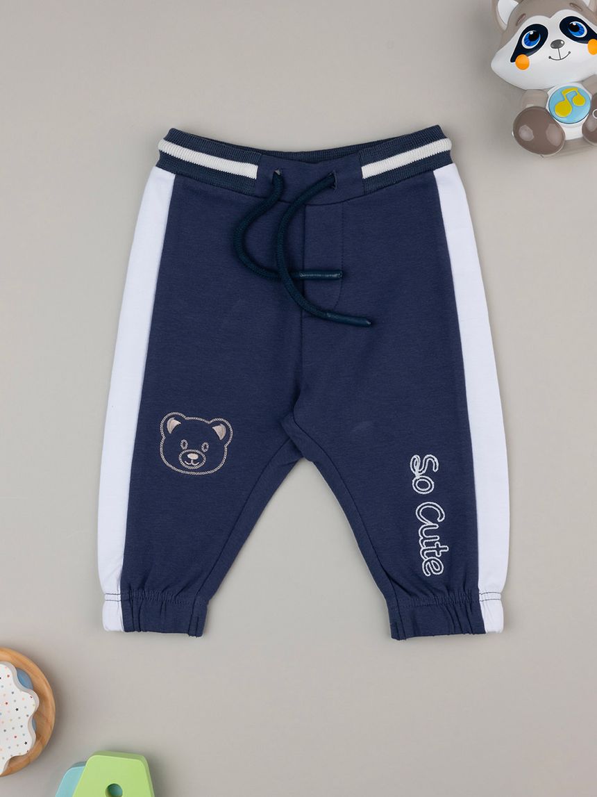 βρεφικό παντελόνι φόρμας μπλε so cute για αγόρι - Prénatal