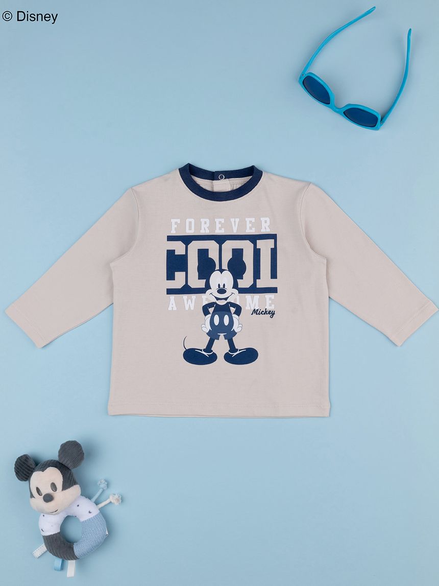 βρεφική μπλούζα μπεζ mickey για αγόρι - Prénatal
