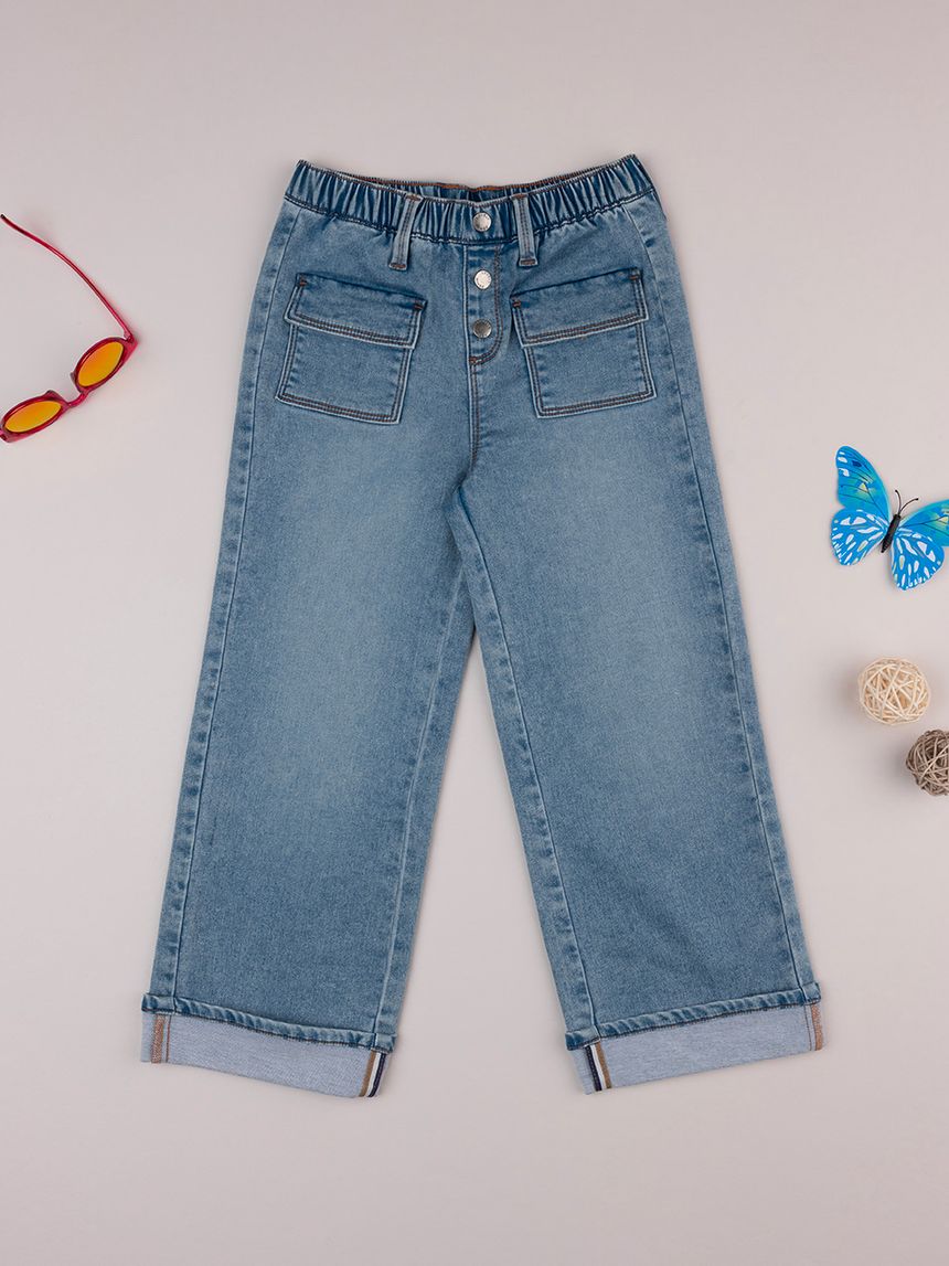 παιδικό τζιν παντελόνι μπλε wide leg για κορίτσι - Prénatal