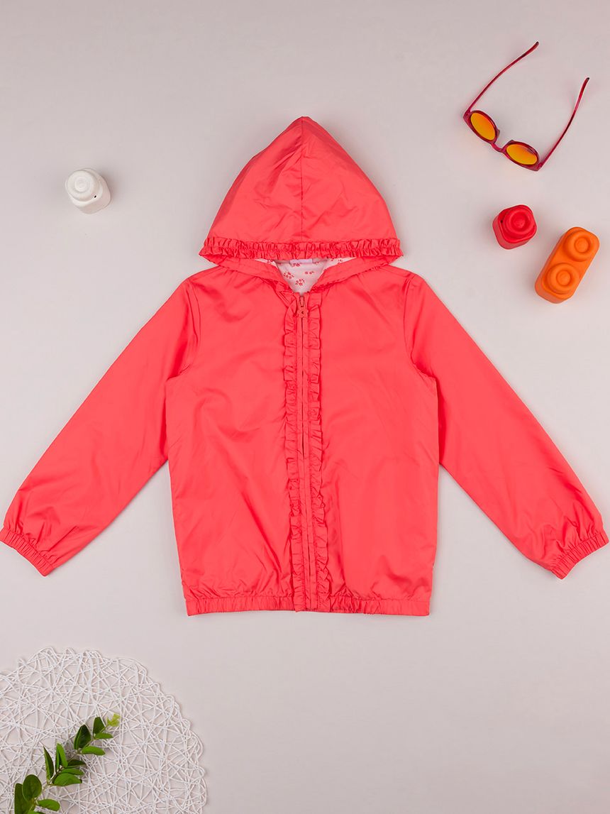 παιδικό αντιανεμικό μπουφάν κοραλί για κορίτσι - Prénatal