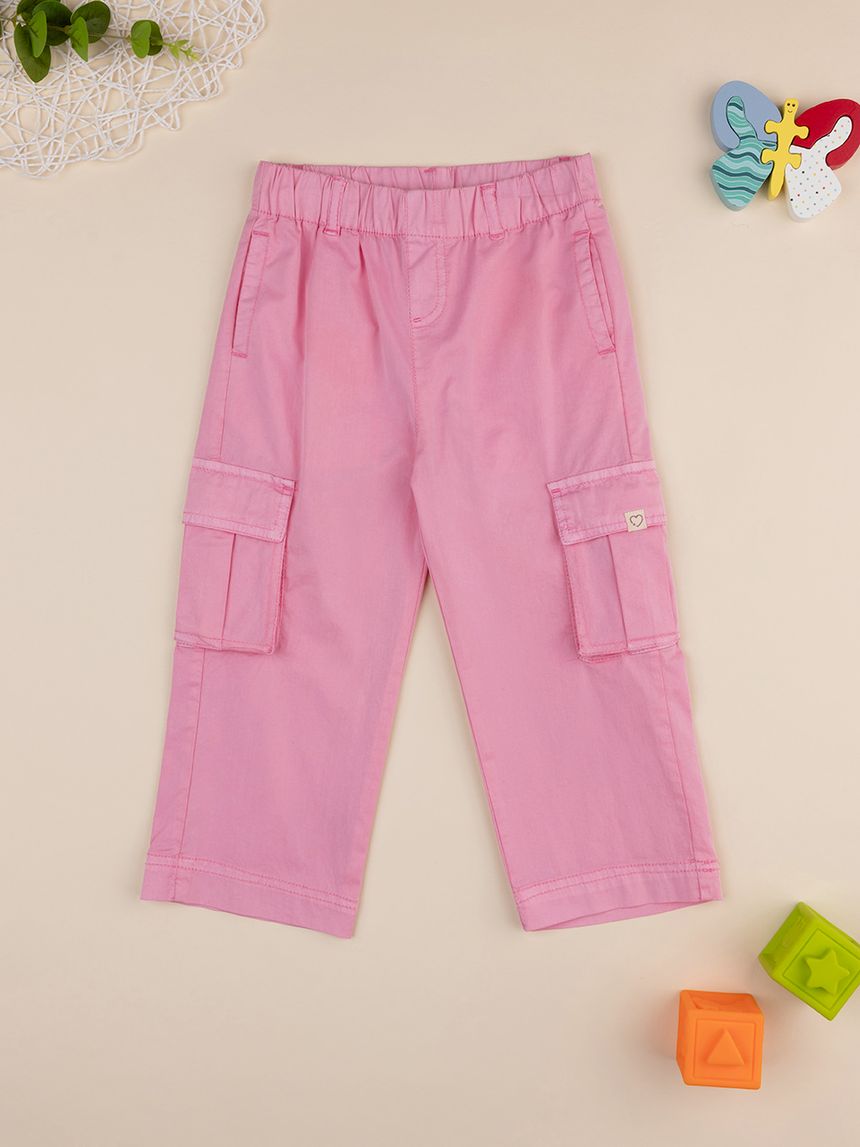 παιδικό παντελόνι cargo ροζ για κορίτσι - Prénatal