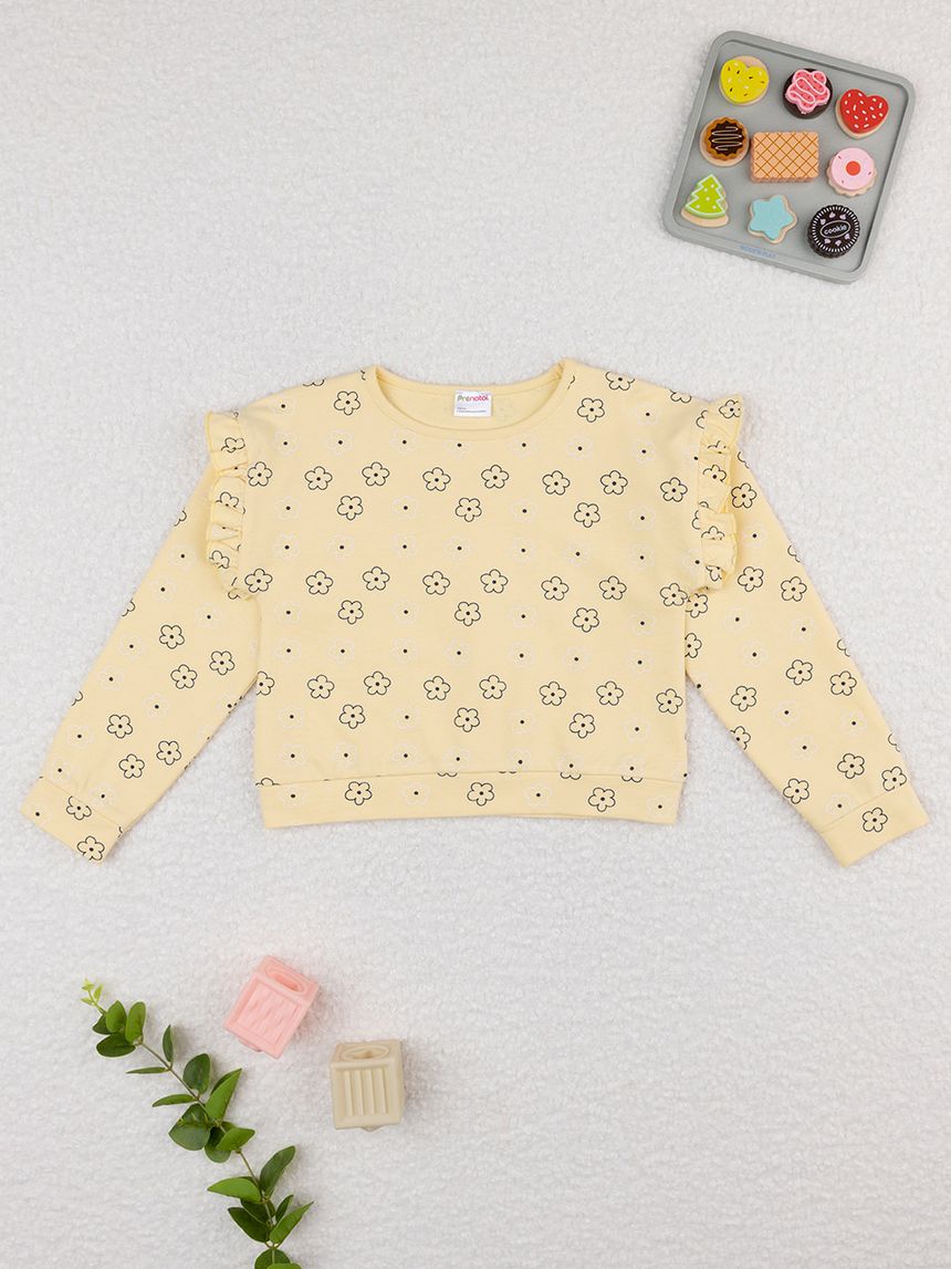 παιδική μπλούζα φούτερ κίτρινη με μαργαρίτες για κορίτσι - Prénatal