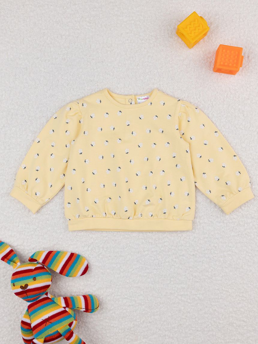 βρεφική μπλούζα φούτερ κίτρινη φλοράλ για κορίτσι - Prénatal