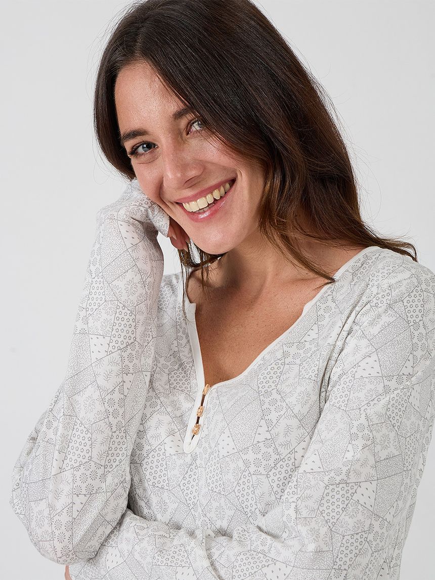 γυναικείο νυχτικό εγκυμοσύνης/θηλασμού λευκό φλοράλ - Prénatal