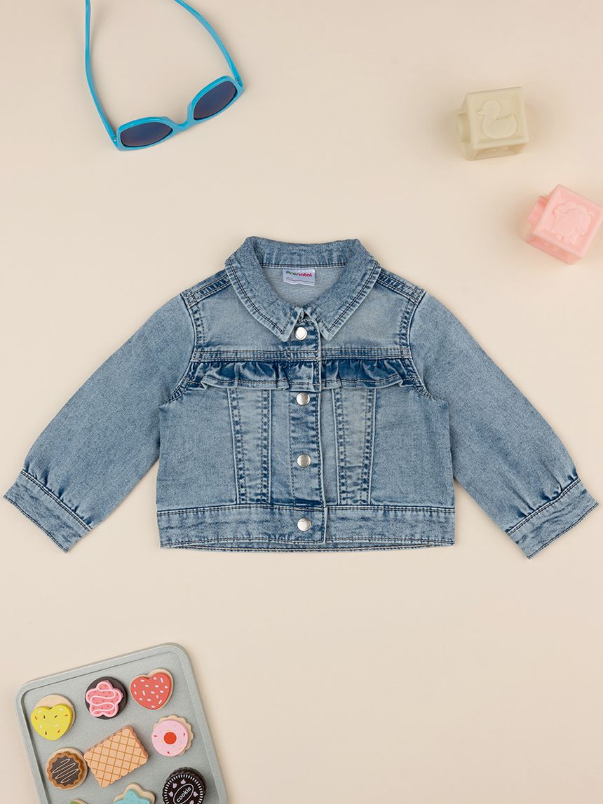 βρεφικό τζιν μπουφάν μπλε με βολάν για κορίτσι - Prénatal