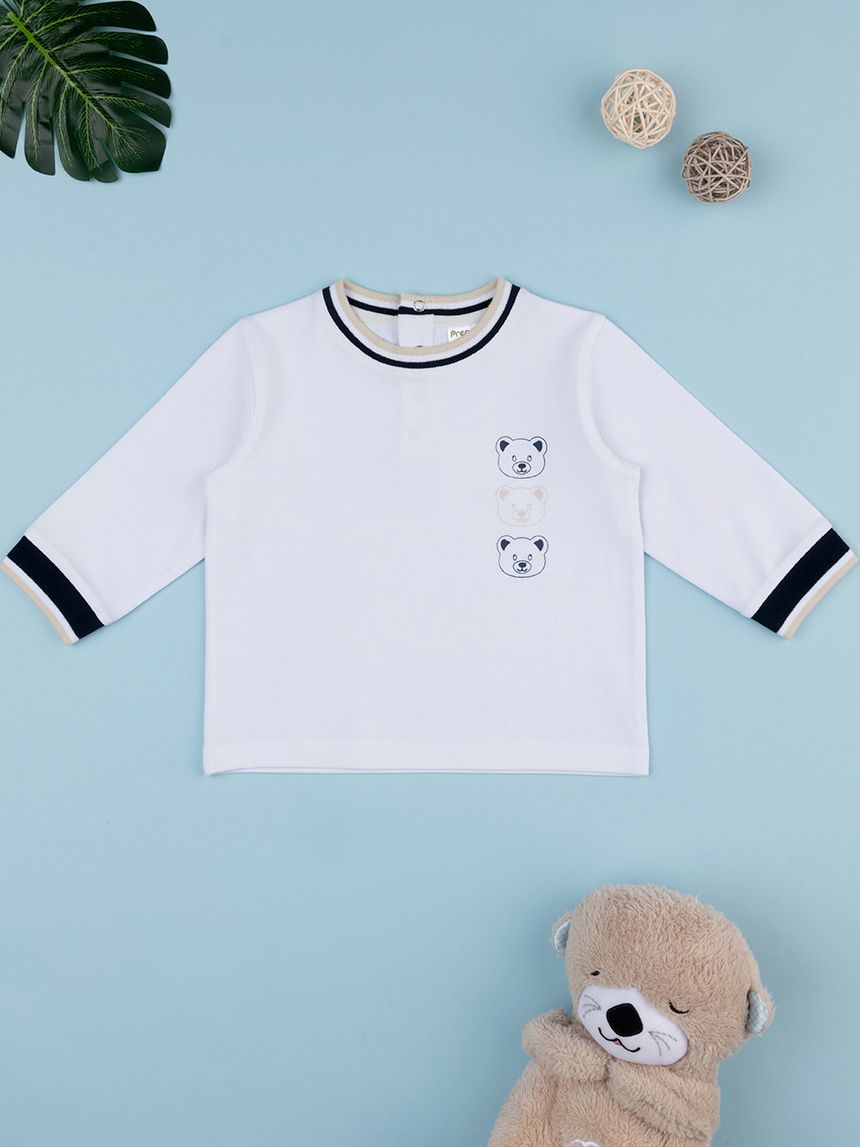 βρεφική μπλούζα λευκή με αρκουδάκια για αγόρι - Prénatal