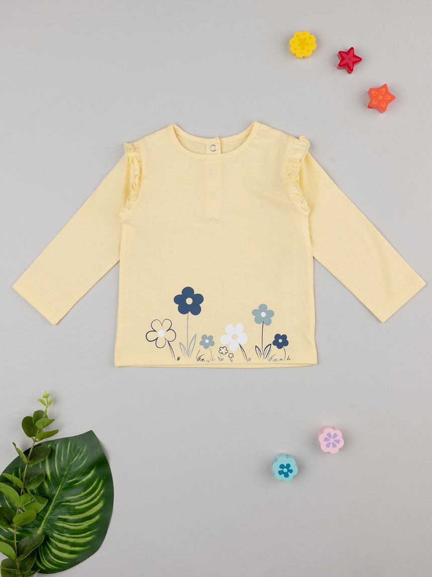 βρεφική μπλούζα κίτρινη με λουλούδια για κορίτσι - Prénatal
