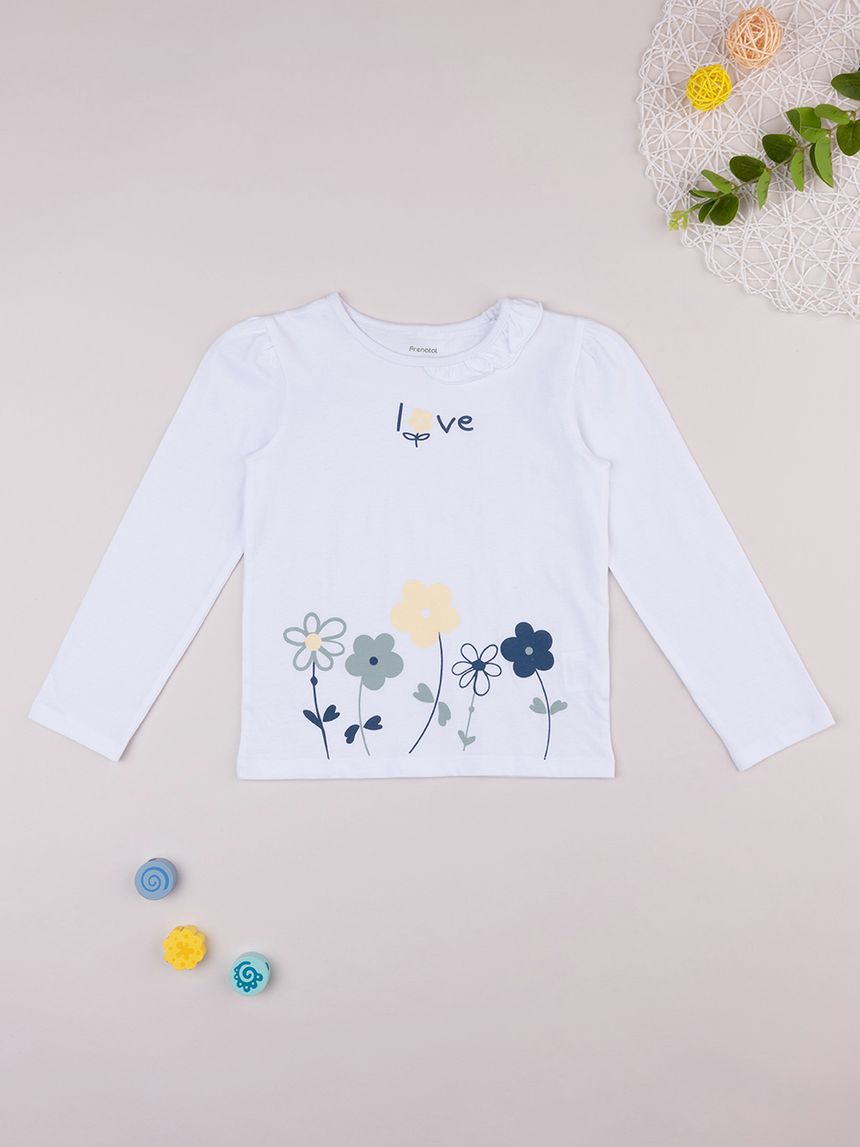 παιδική μπλούζα λευκή love για κορίτσι - Prénatal