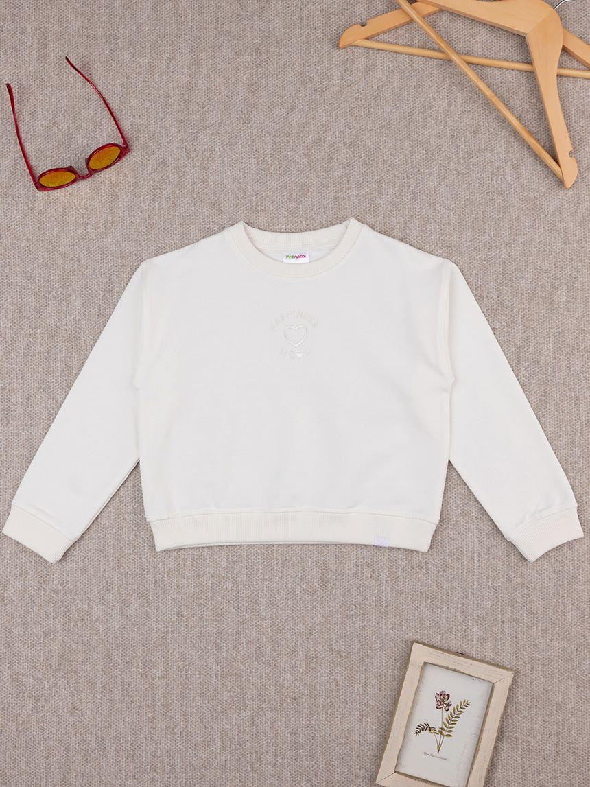 παιδική μπλούζα φούτερ λευκή happiness mood για κορίτσι - Prénatal