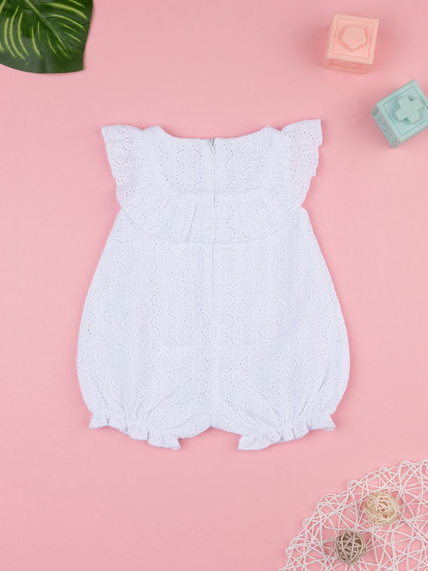 βρεφικό φορμάκι λευκό δαντέλα sangallo για κορίτσι - Prénatal