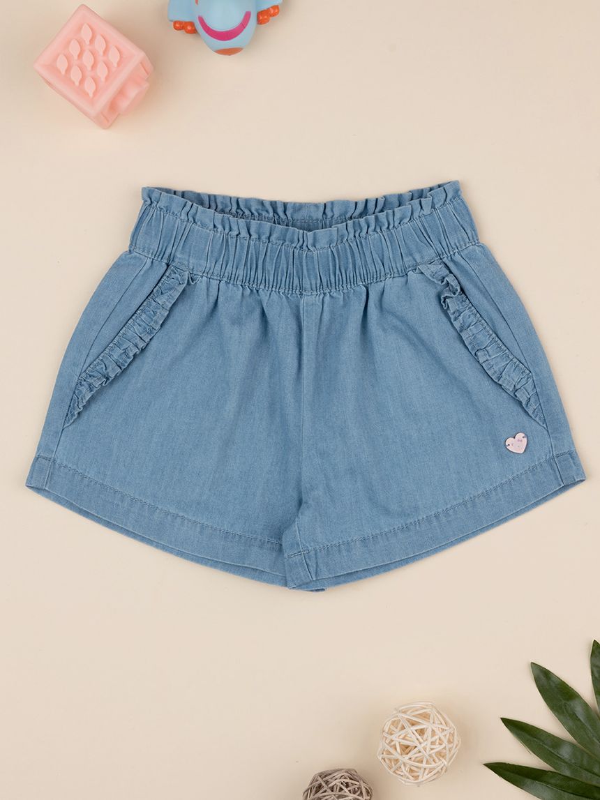 βρεφικό τζιν σορτσάκι μπλε ανοιχτό για κορίτσι - Prénatal