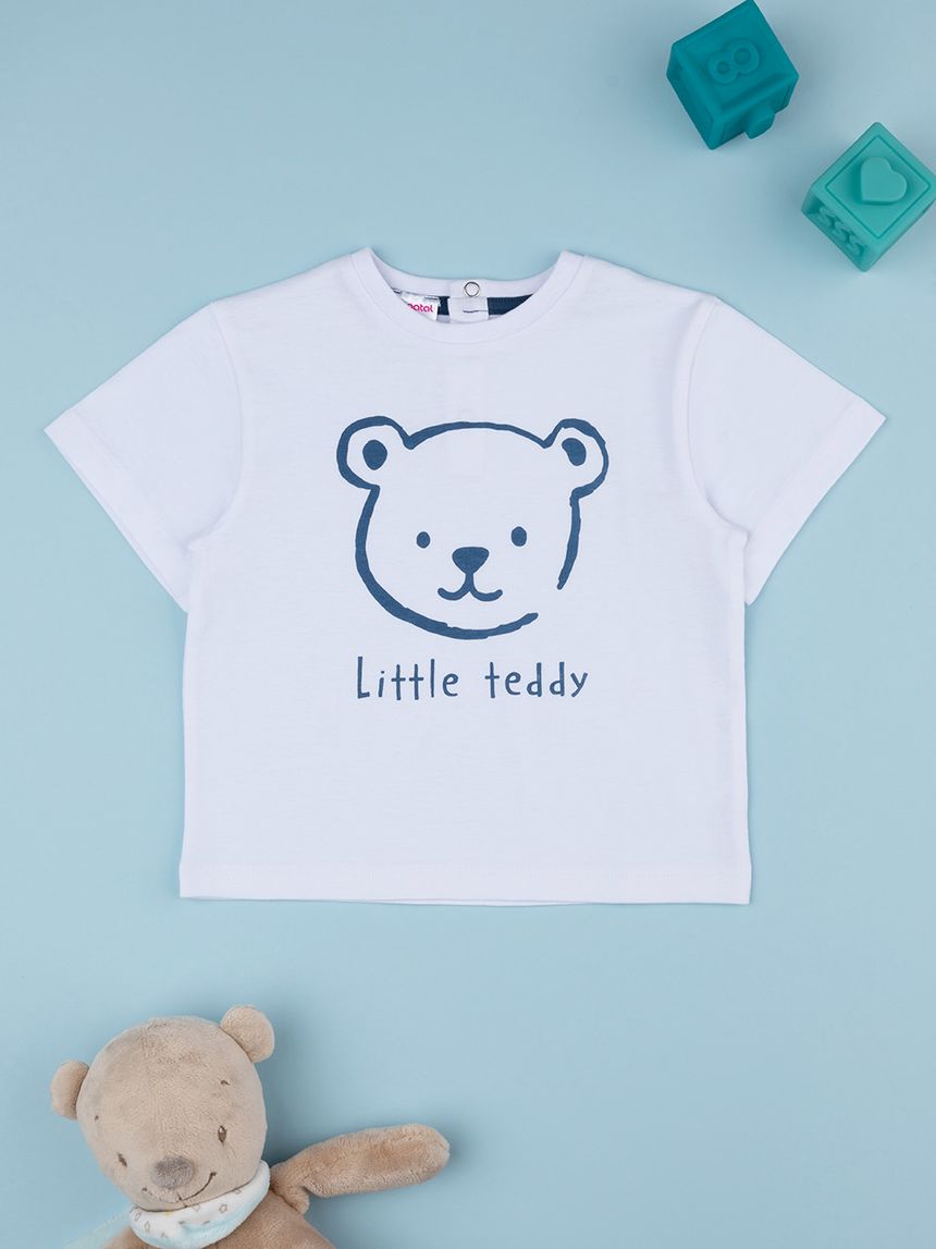 βρεφικό t-shirt λευκό little teddy για αγόρι - Prénatal