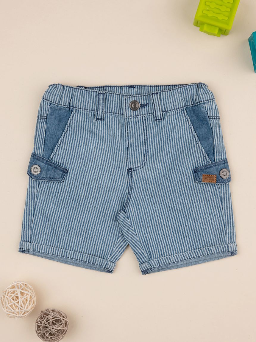 βρεφικό σορτσάκι ριγέ μπλε/λευκό για αγόρι - Prénatal