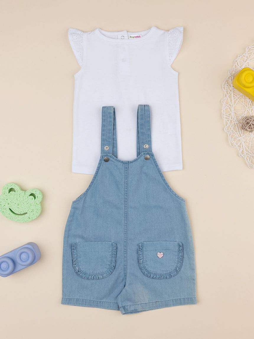 βρεφικό σετ τ-shirt και τζιν σαλοπέτα για κορίτσι - Prénatal
