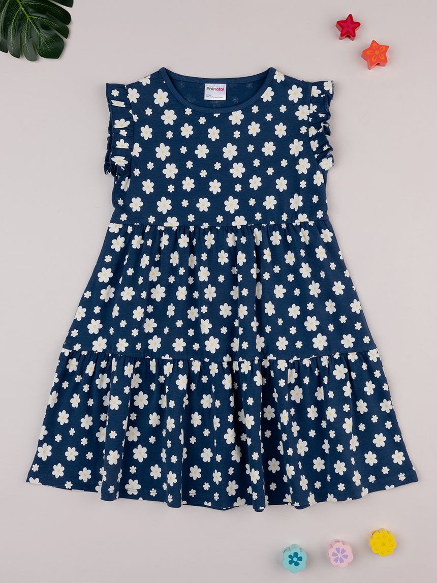 παιδικό φόρεμα μπλε με μαργαρίτες για κορίτσι - Prénatal