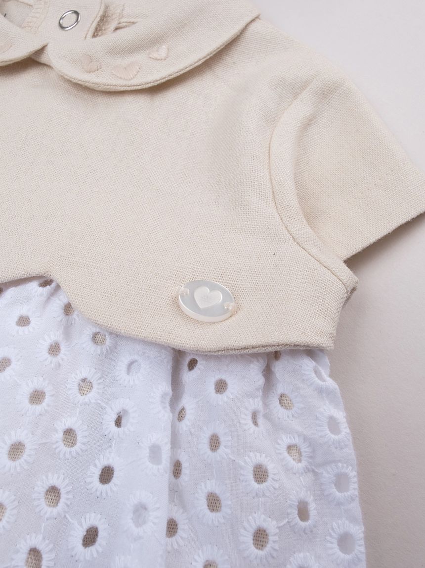 βρεφικό φόρεμα μπεζ/λευκό elegant για κορίτσι - Prénatal