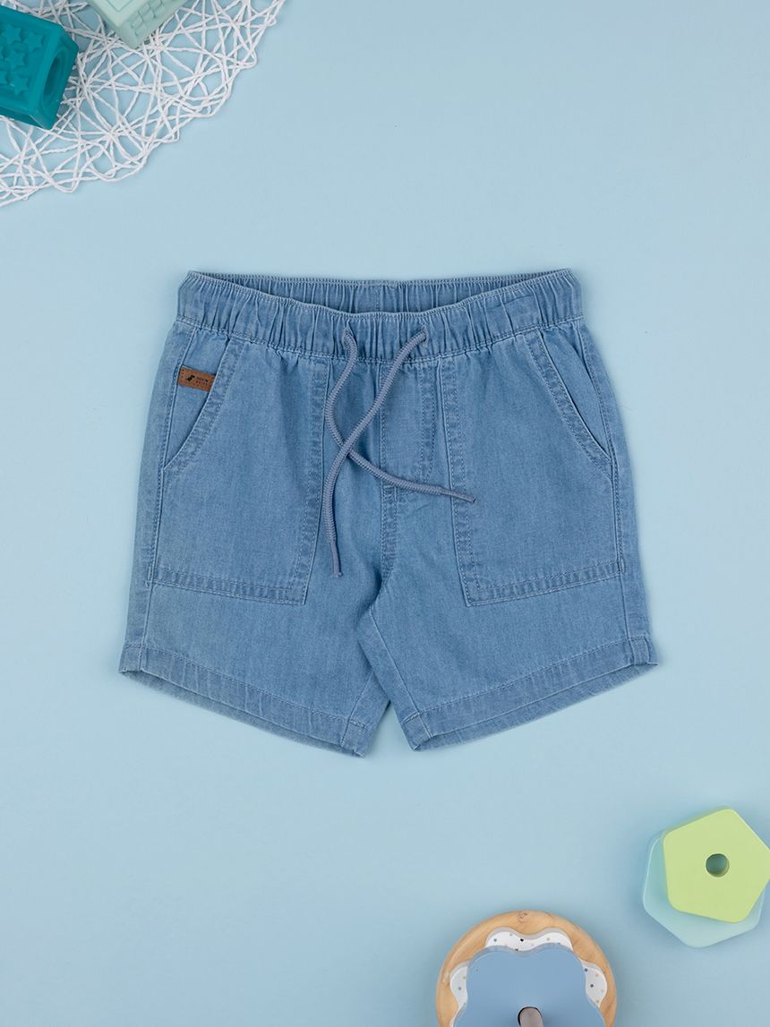 βρεφικό τζιν σορτσάκι μπλε με τσέπες για αγόρι - Prénatal